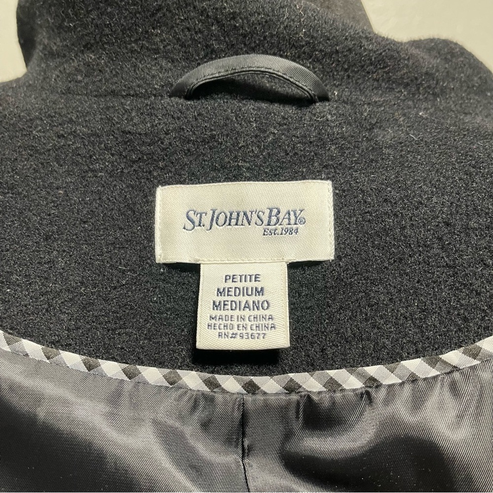 St.John’s Bay Women’s Black Wool Blend Peacoat MEDIUM - Picture 8 of 9